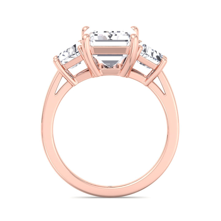 Three Stone Ring Trapezoid &amp; Emerald Cut Engagement Ring