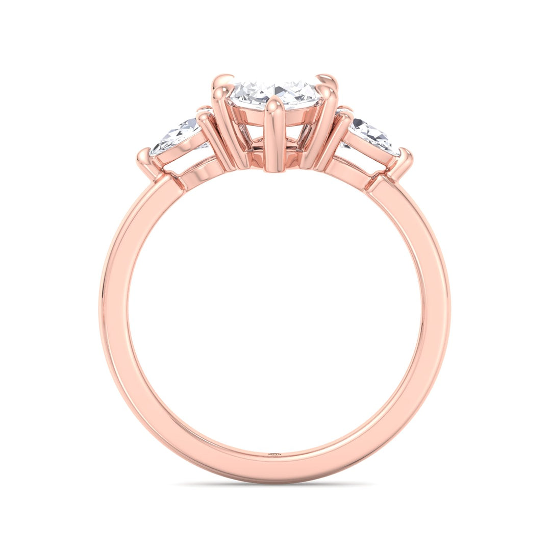Marquise Shape Engagement Ring with Pear Sidestones