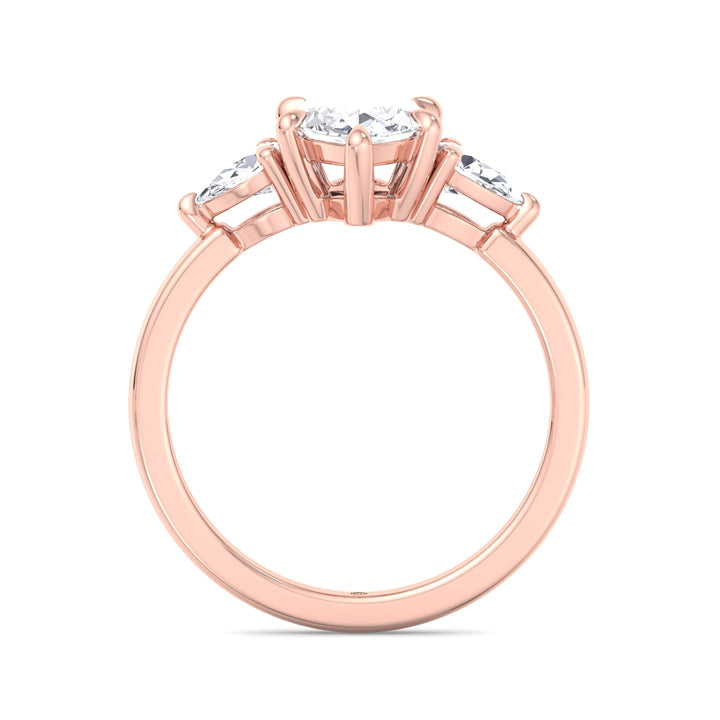 Marquise Shape Engagement Ring with Pear Sidestones