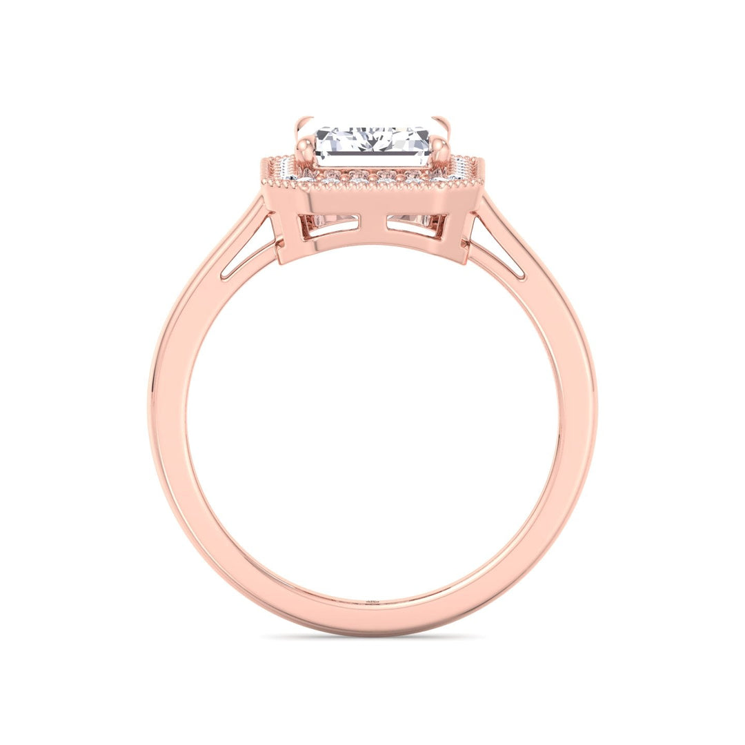 Vintage Emerald Cut Halo Engagement Ring