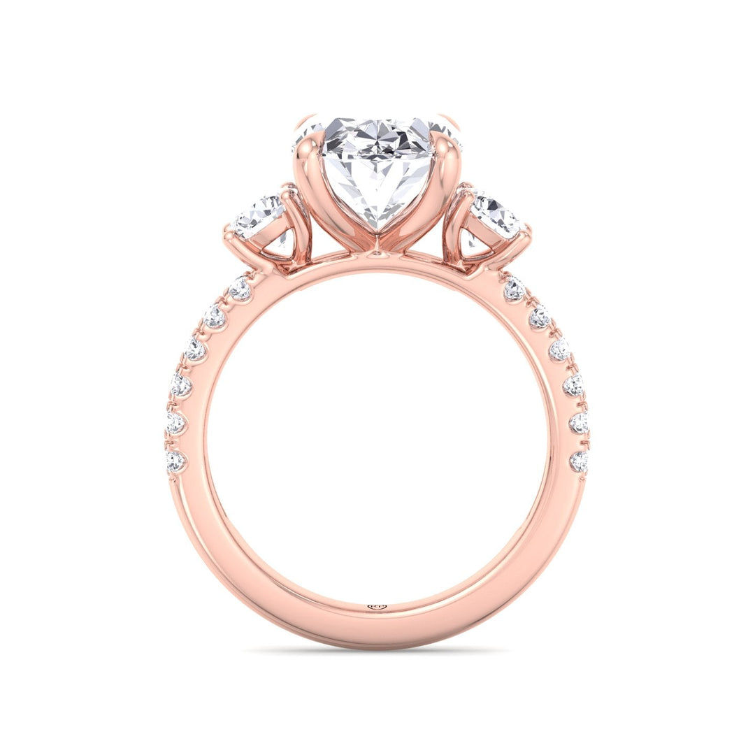 Double Row Accented Round &amp; Oval Engagement Ring