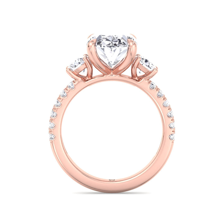 Double Row Accented Round &amp; Oval Engagement Ring