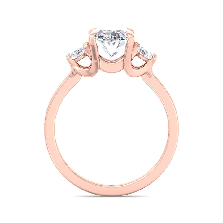 Oval Cut Engagement Ring with Oval Sidestones