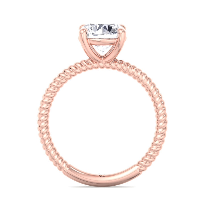 Twisted Rope Band Round Cut Solitaire Engagement Ring