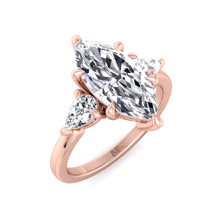 Marquise Shape Engagement Ring with Pear Sidestones