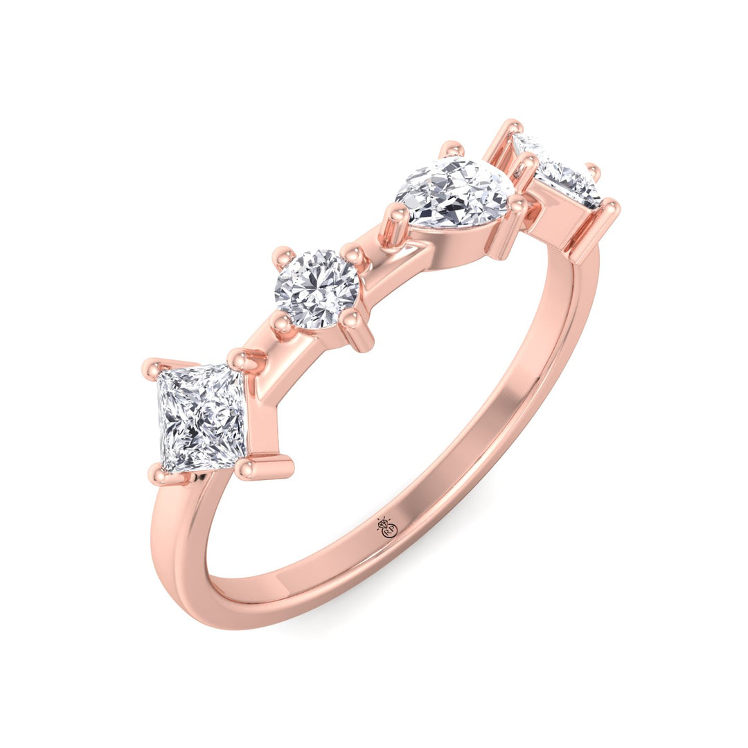 Multi Shape 4 Stone Wedding Band (0.55CT )
