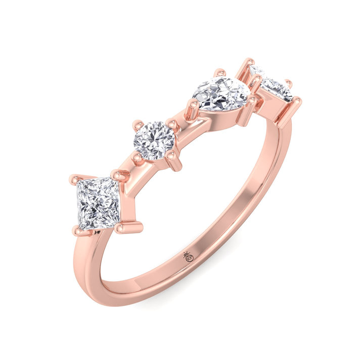 Multi Shape 4 Stone Wedding Band (0.55CT )