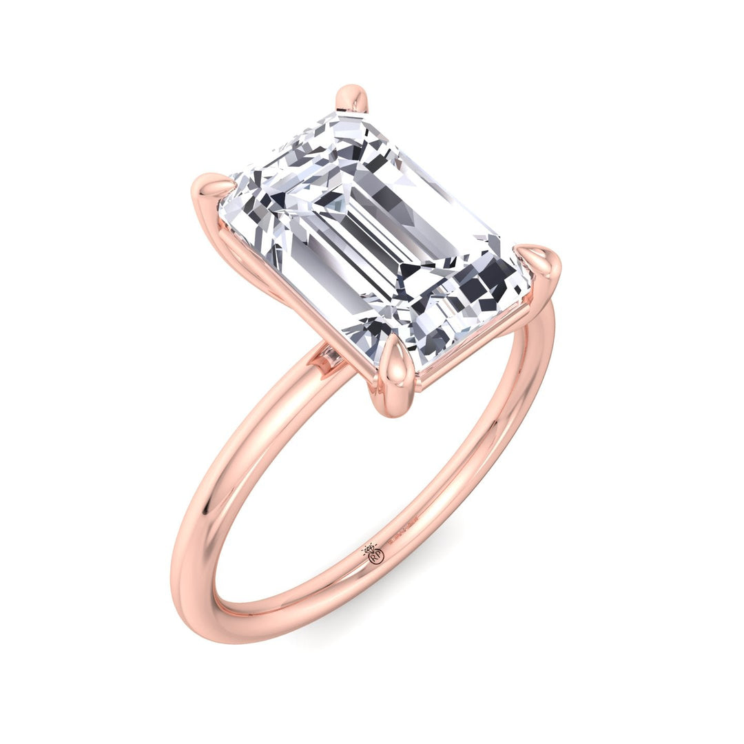 Emerald Cut Thin Band Solitaire Engagement Ring