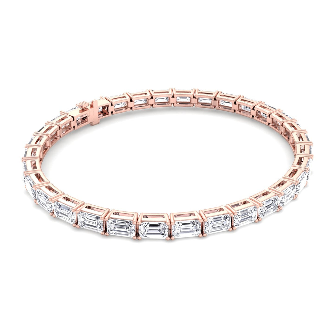 (14.50Ct T.W) East To West Emerald Cut Tennis Bracelet