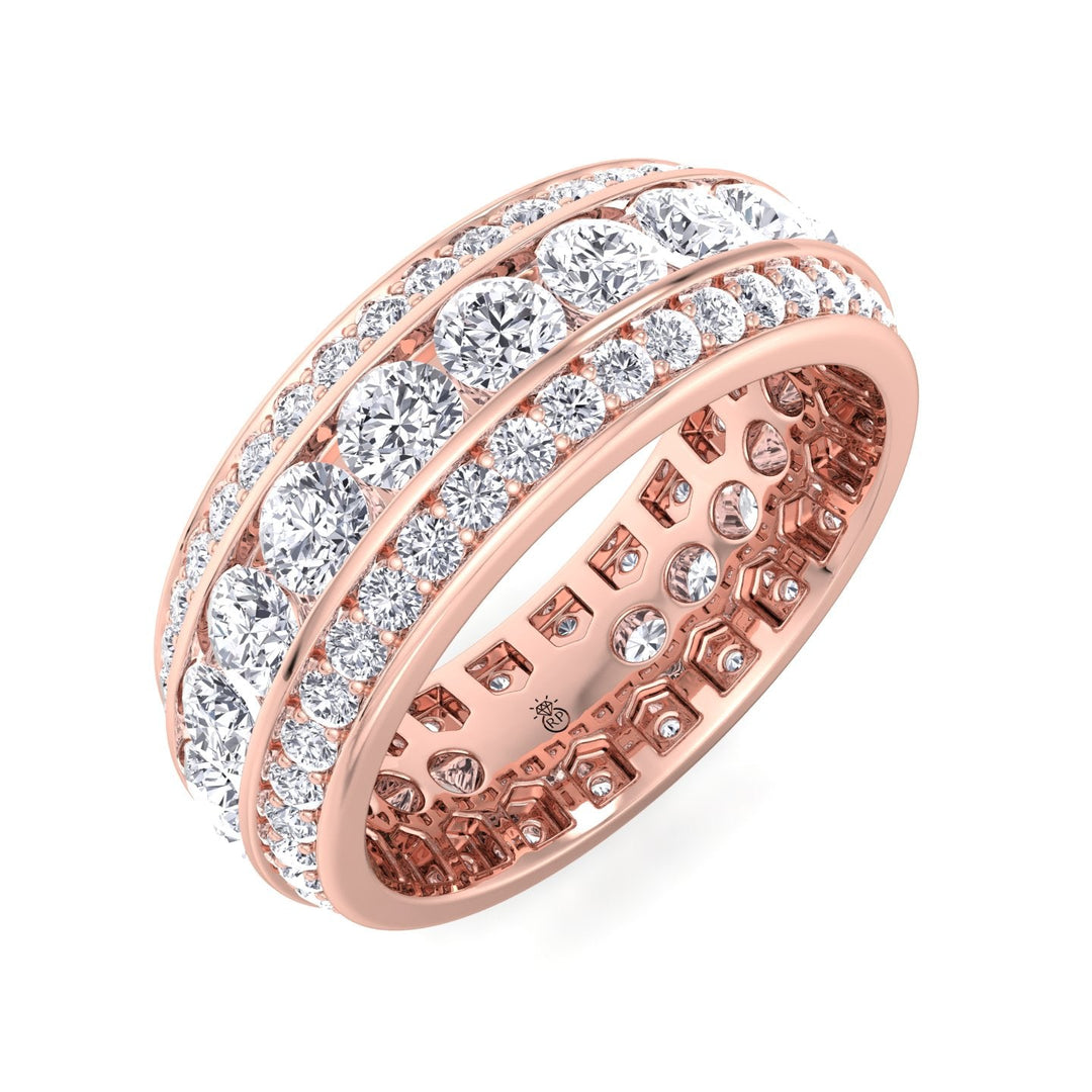 Exclusive 3 Row Round Eternity Band