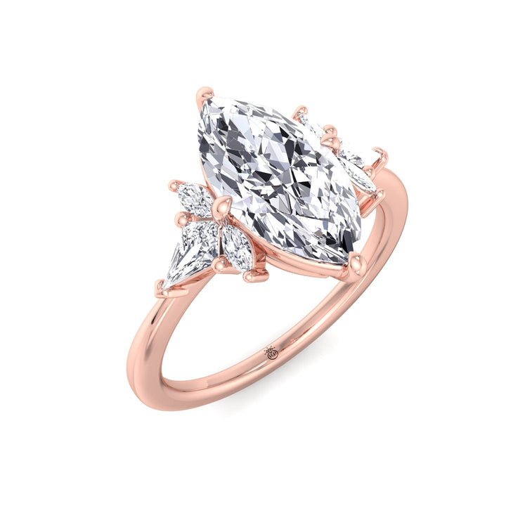 Marquise Shape Engagement Ring with Marquise and Pear Shape Sidestones