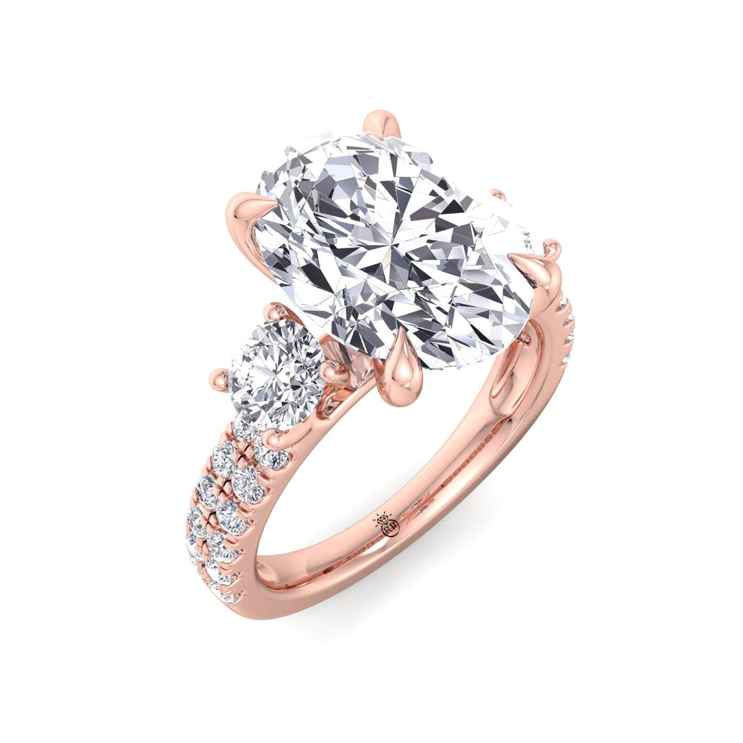 Double Row Accented Round &amp; Oval Engagement Ring