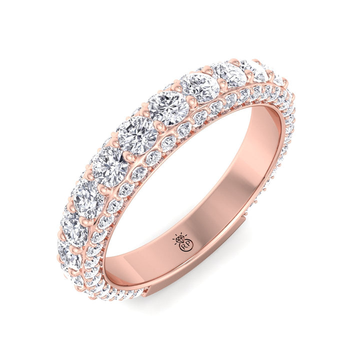 Round Cut Eternity Band with Pave Side