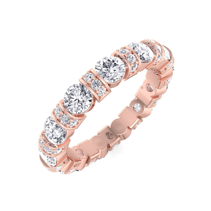 Round Cut Eternity Band With Pave Accents