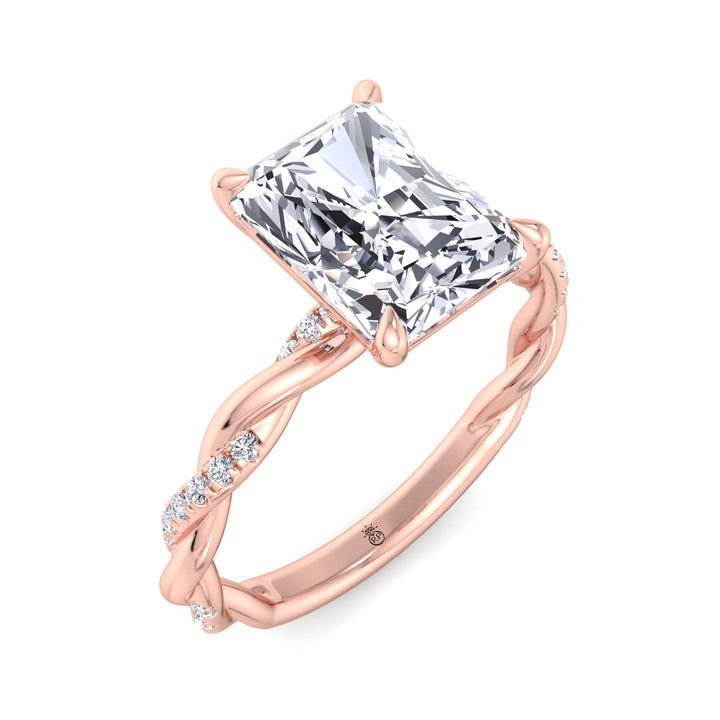 Radiant Cut Twisted Band Engagement Ring