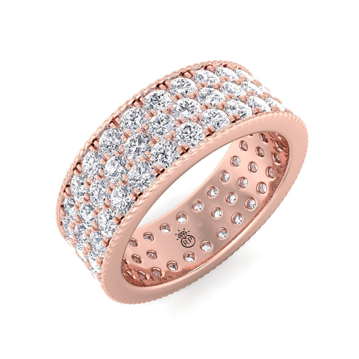 3 Row Pave Round Cut Eternity Band
