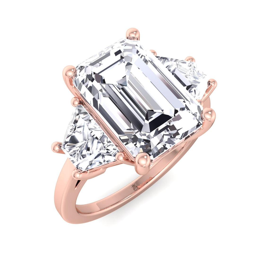 Three Stone Ring Trapezoid &amp; Emerald Cut Engagement Ring