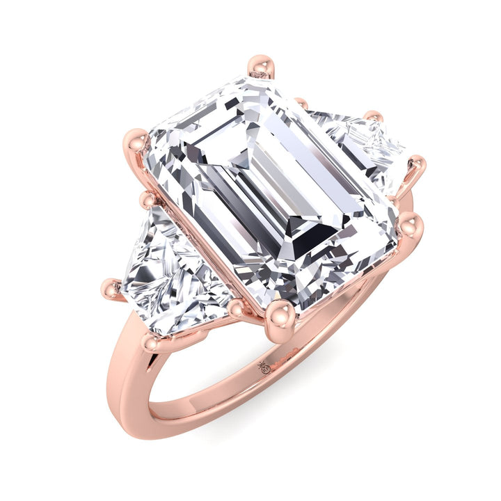 Three Stone Ring Trapezoid &amp; Emerald Cut Engagement Ring