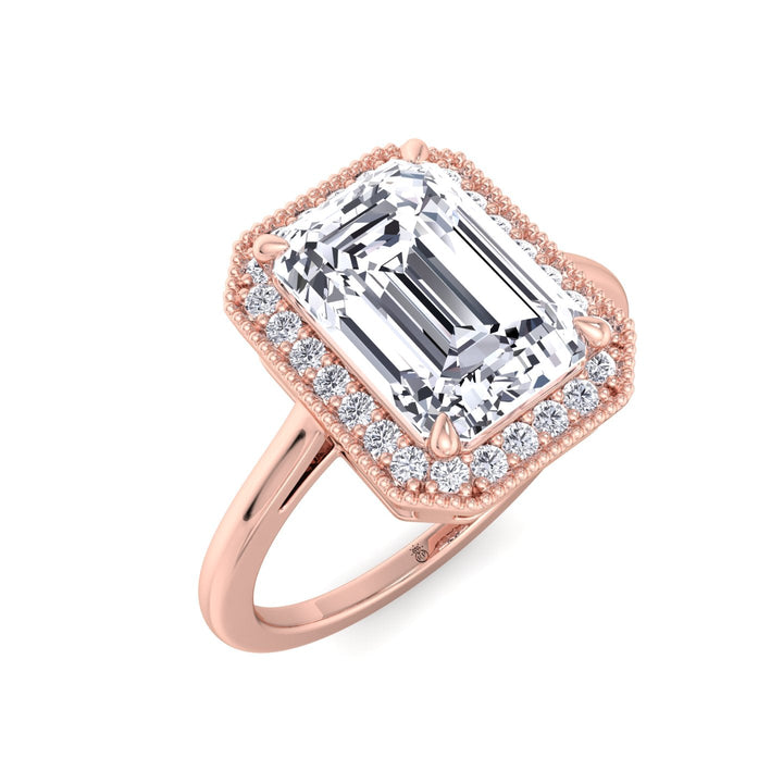 Vintage Emerald Cut Halo Engagement Ring