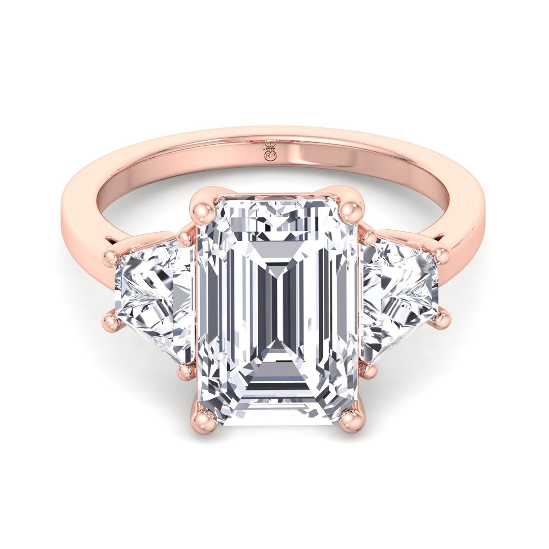 Three Stone Ring Trapezoid &amp; Emerald Cut Engagement Ring