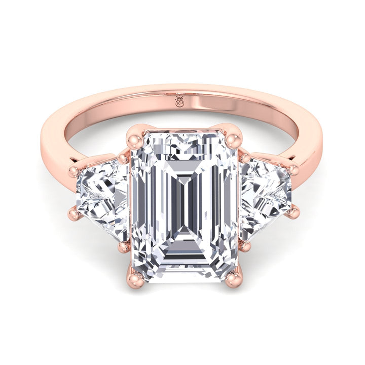 Three Stone Ring Trapezoid &amp; Emerald Cut Engagement Ring