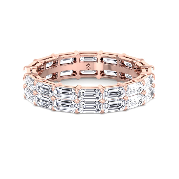 Double Row East to West Emerald Cut Eternity Band