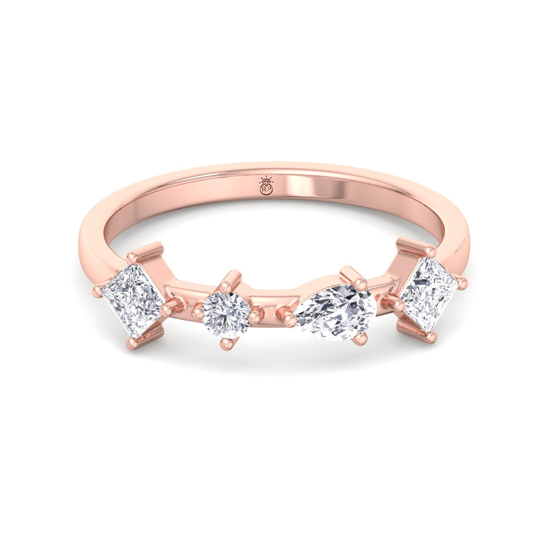 Multi Shape 4 Stone Wedding Band (0.55CT )