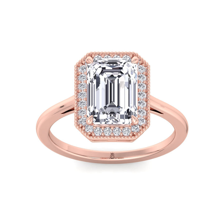 Vintage Emerald Cut Halo Engagement Ring