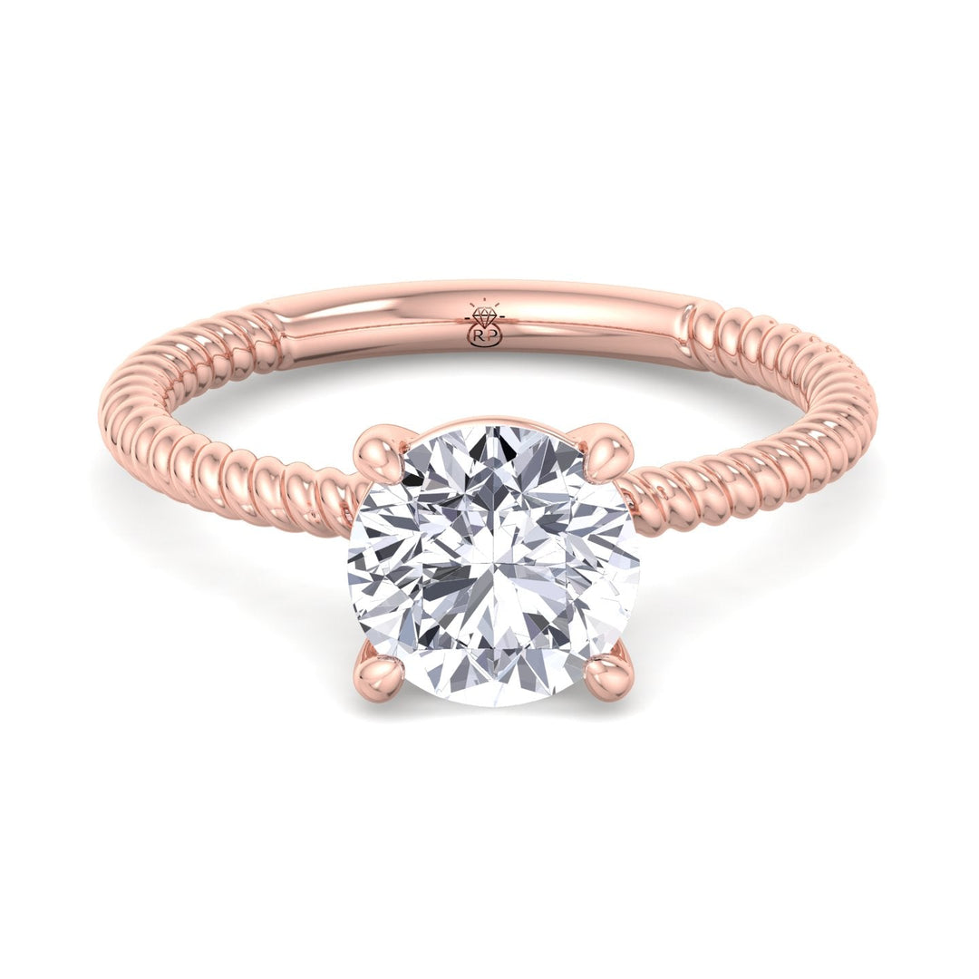 Twisted Rope Band Round Cut Solitaire Engagement Ring