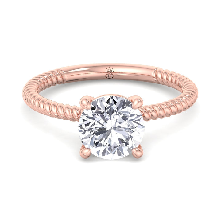 Twisted Rope Band Round Cut Solitaire Engagement Ring