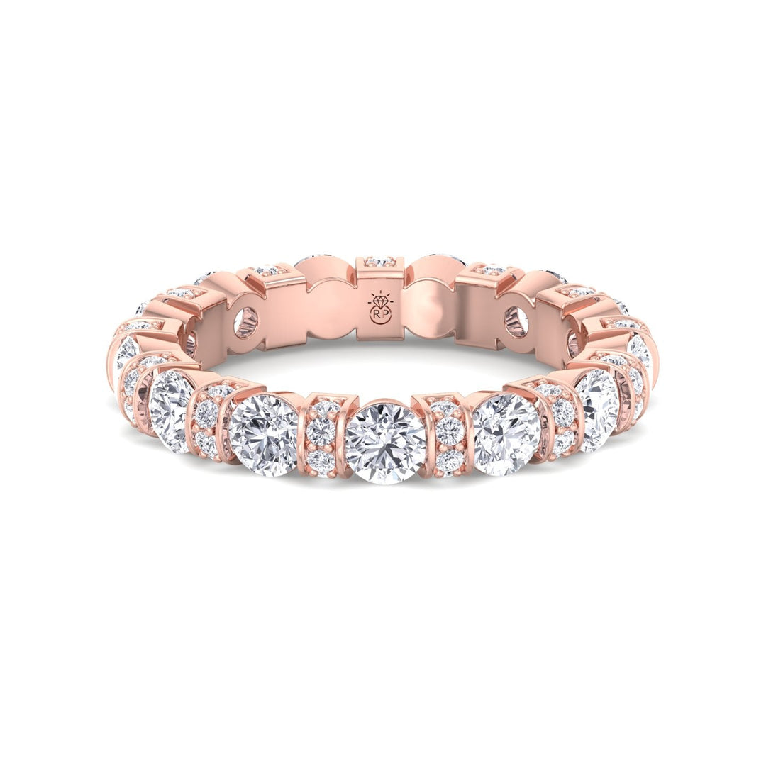 Round Cut Eternity Band With Pave Accents