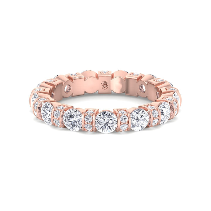 Round Cut Eternity Band With Pave Accents