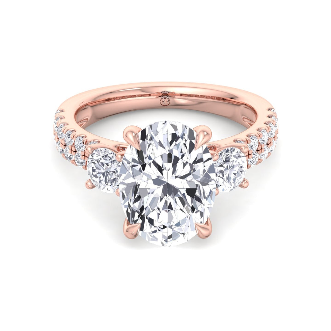 Double Row Accented Round &amp; Oval Engagement Ring