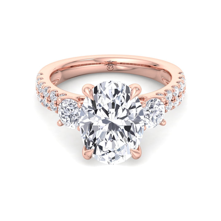Double Row Accented Round &amp; Oval Engagement Ring