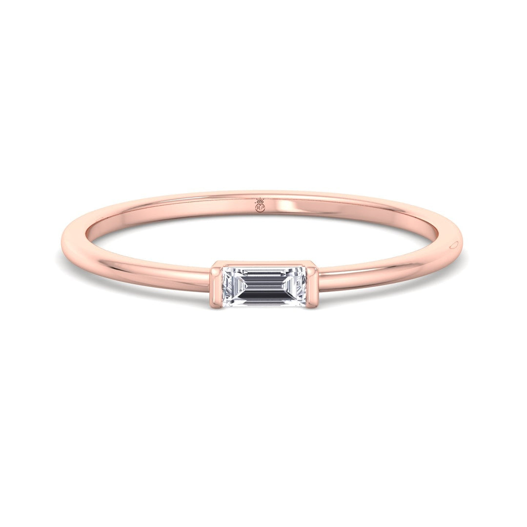 Dainty Baguette Solitaire Stackable Ring