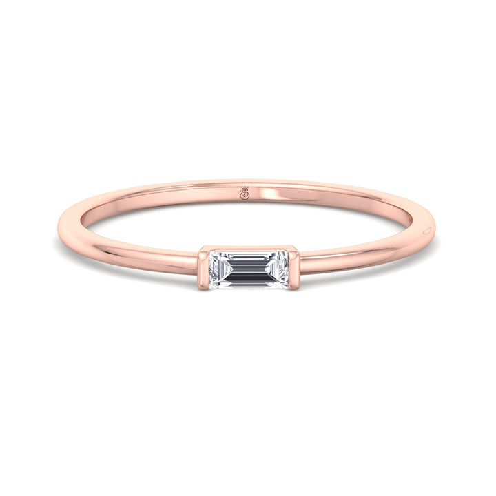 Dainty Baguette Solitaire Stackable Ring