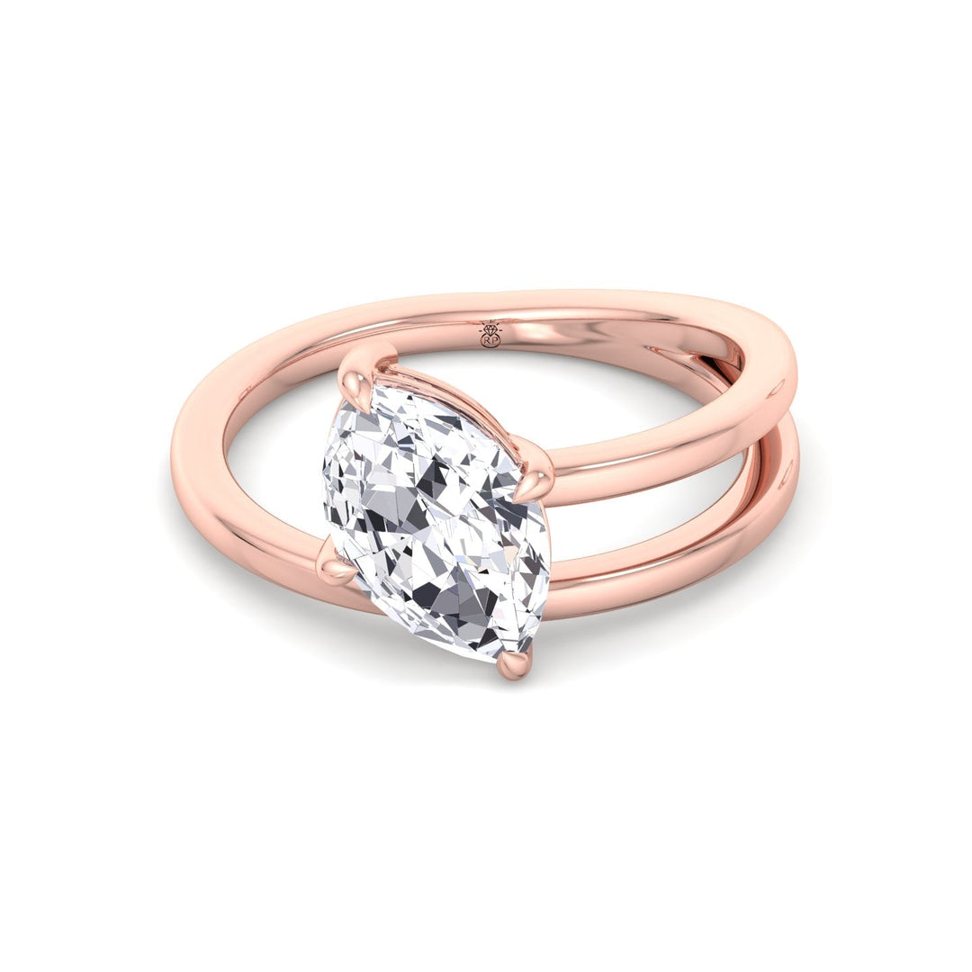 Twist Band Solitare Moval Engagement Ring