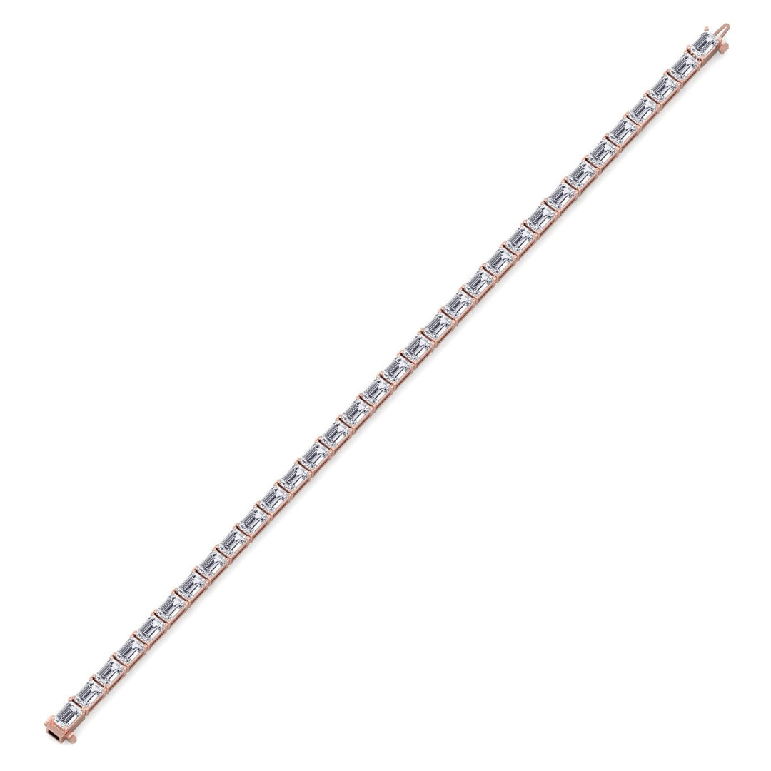 (14.50Ct T.W) East To West Emerald Cut Tennis Bracelet