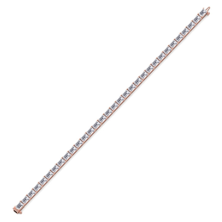 (14.50Ct T.W) East To West Emerald Cut Tennis Bracelet