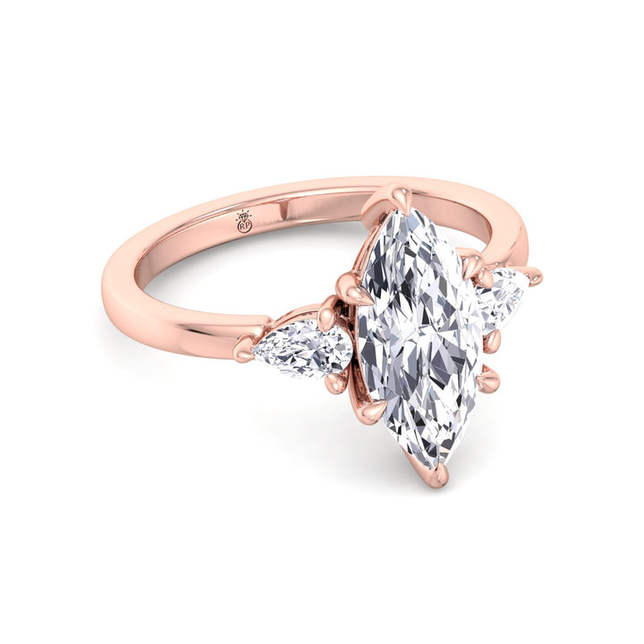 Marquise Shape Engagement Ring with Pear Sidestones