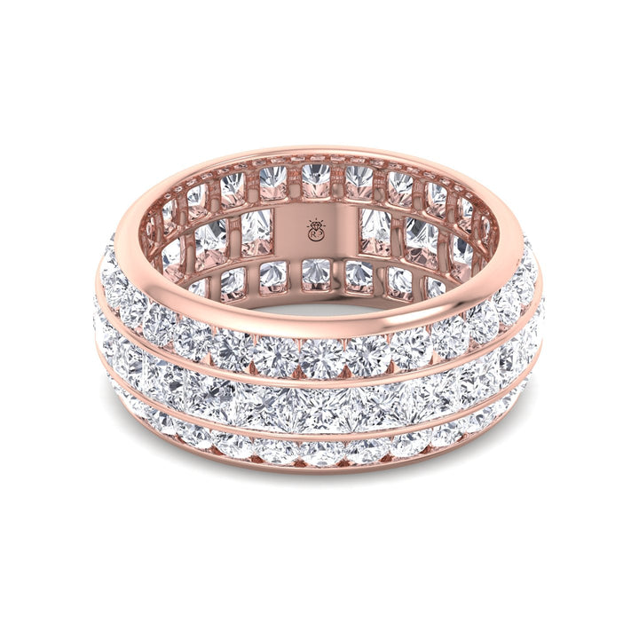 3 Row Channel Set Princess and Round Cut Eternity Band