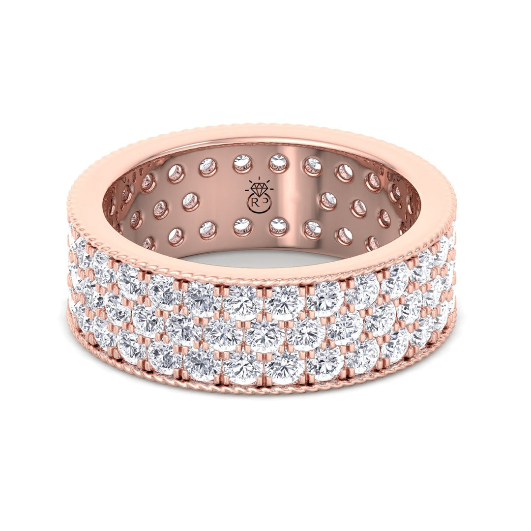 3 Row Pave Round Cut Eternity Band