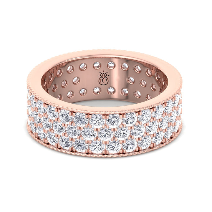 3 Row Pave Round Cut Eternity Band