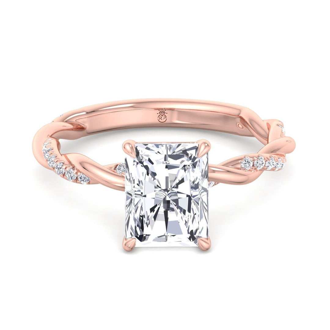 Radiant Cut Twisted Band Engagement Ring
