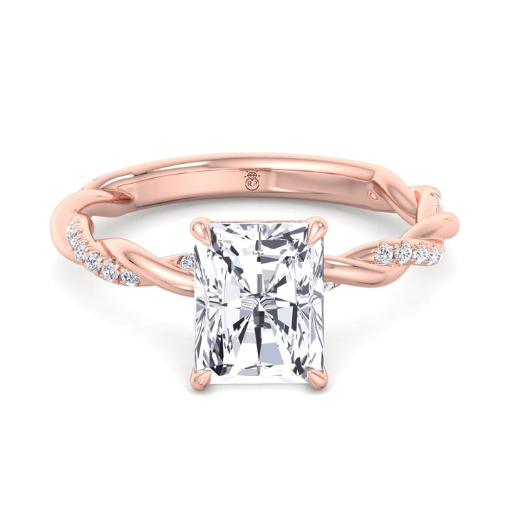 Radiant Cut Twisted Band Engagement Ring