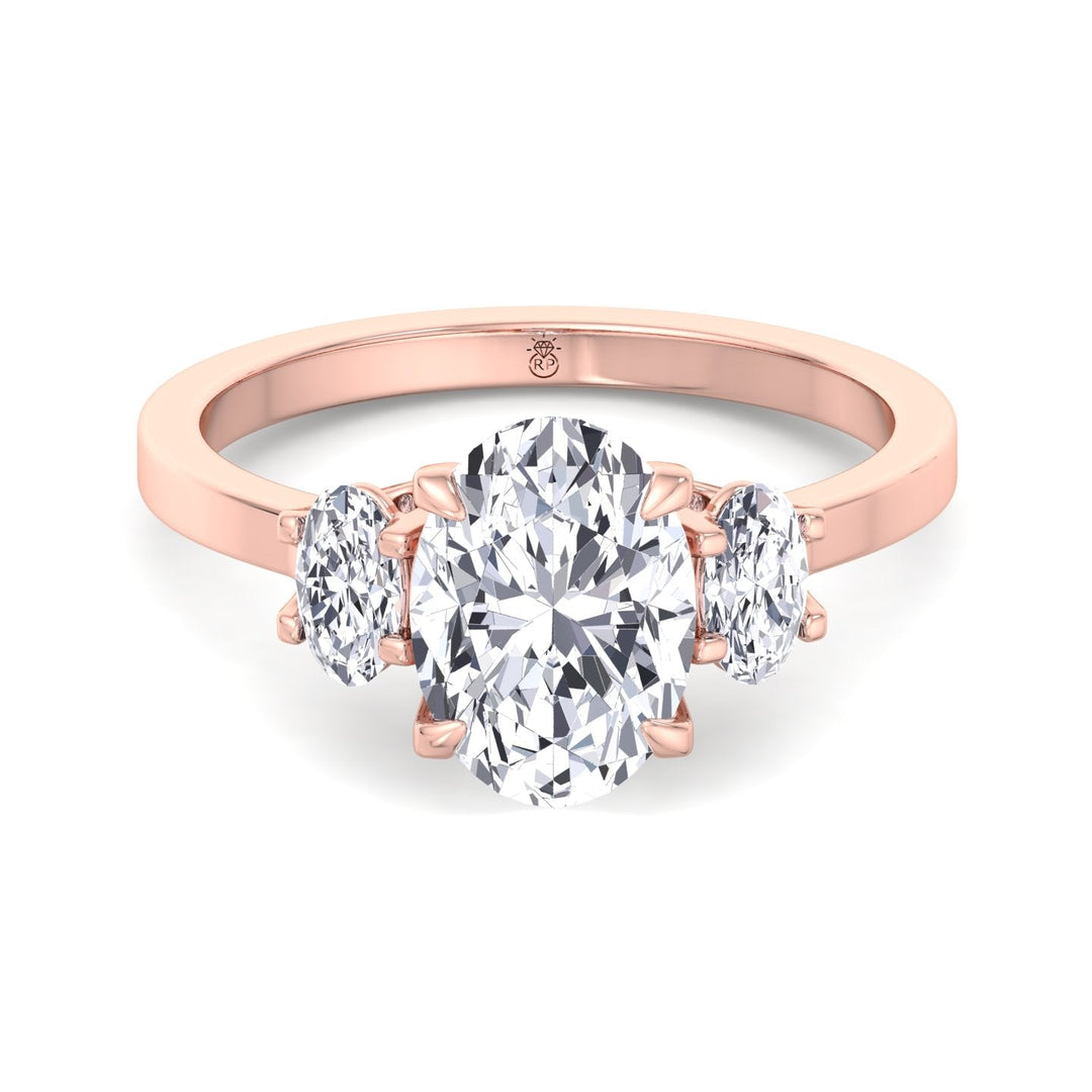 Oval Cut Engagement Ring with Oval Sidestones
