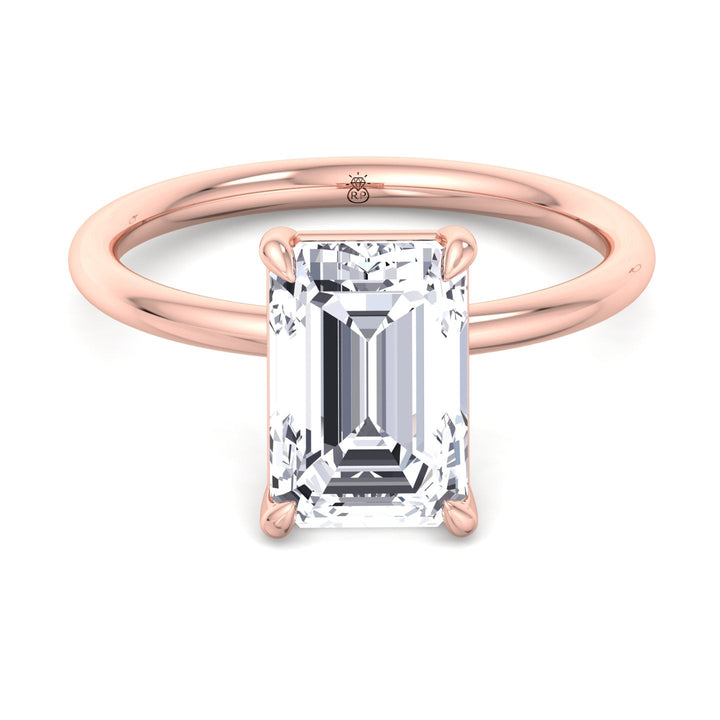 Emerald Cut Thin Band Solitaire Engagement Ring