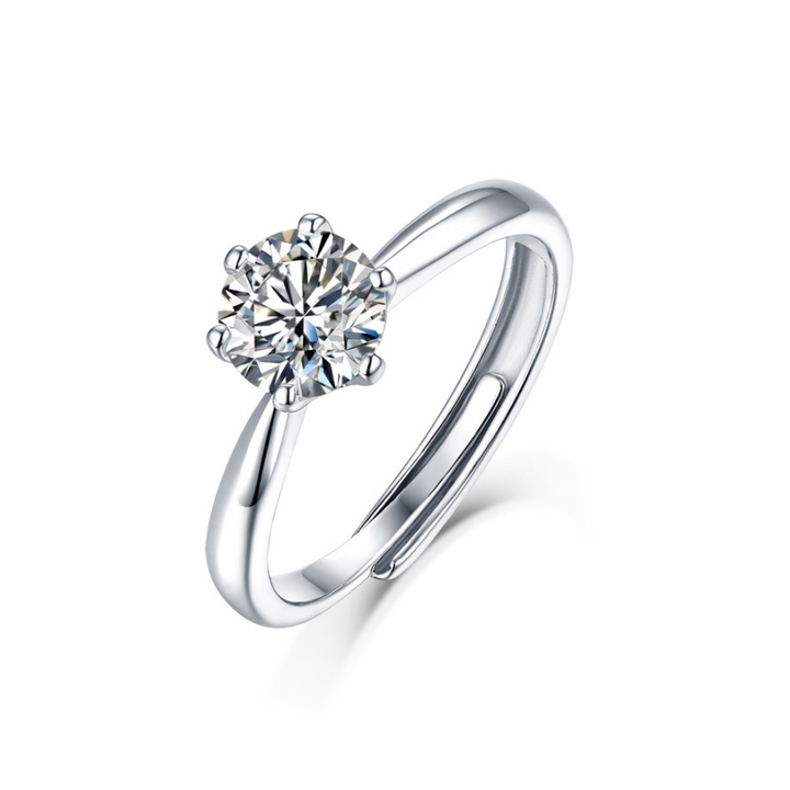 1CT  Adjustable Sterling Silver Round Engagement Ring