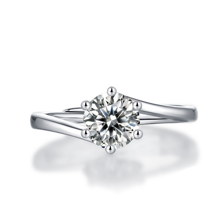 1CT Adjustable Sterling Silver Round Twist Engagement Ring