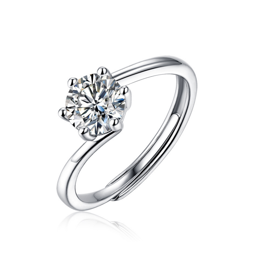1CT Adjustable Sterling Silver Round Twist Engagement Ring